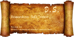 Domonkos Sándor névjegykártya